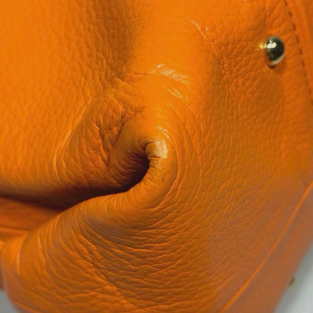 HAMANO 本革 2way トートバッグ オレンジ 傳濱野 レザー 皇室御用達