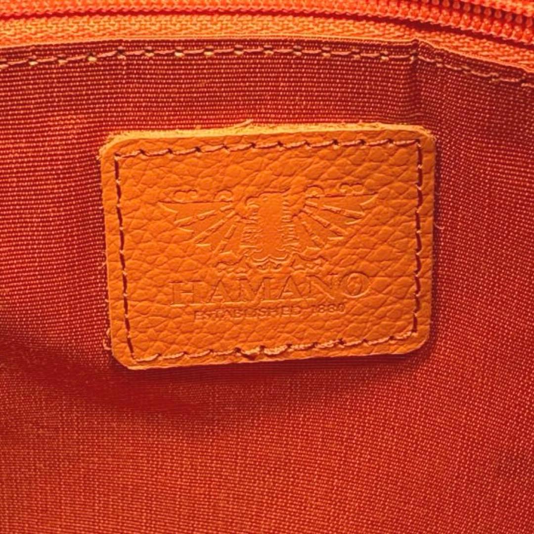 HAMANO 本革 2way トートバッグ オレンジ 傳濱野 レザー 皇室御用達