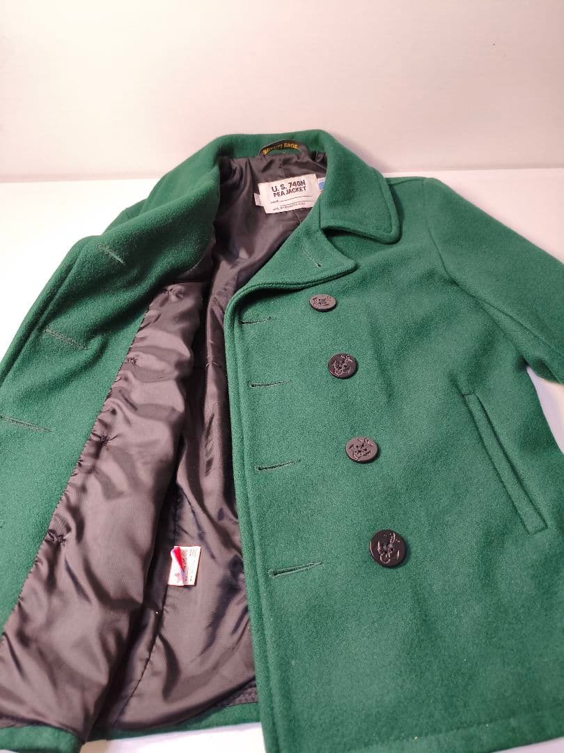 美品　希少カラー　schott ピーコート　740N グリーン USA製 36