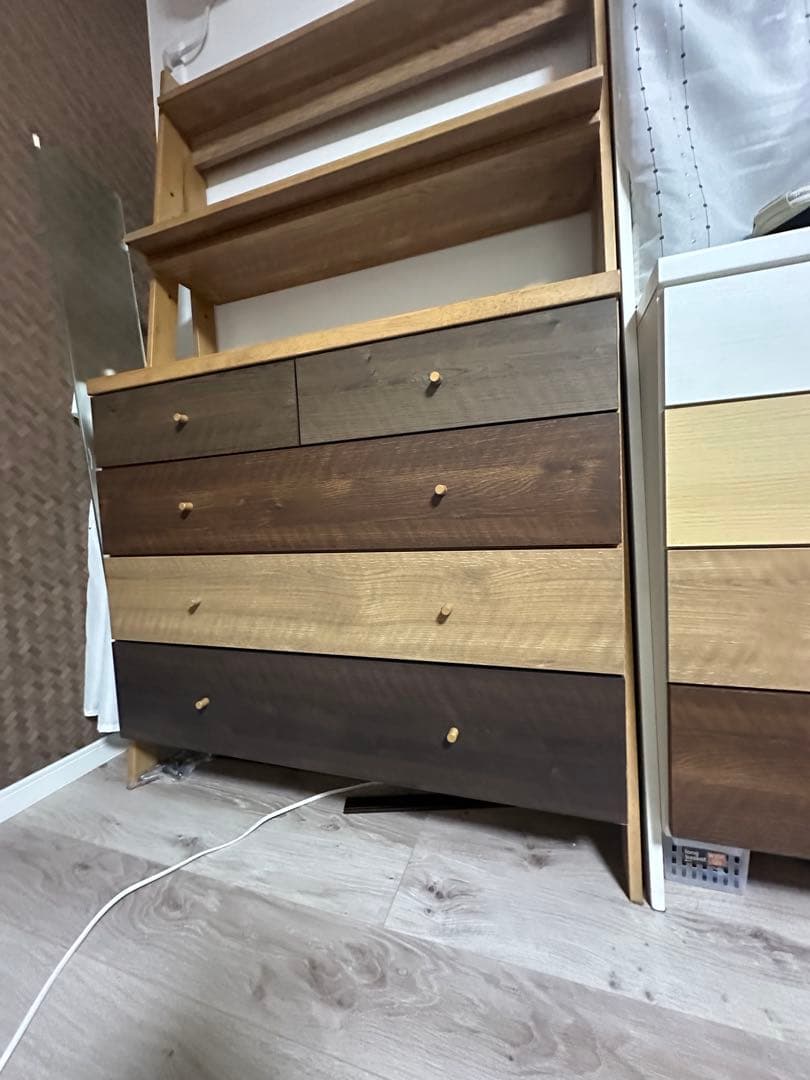 木製シンプルチェスト 5段引き出し付き