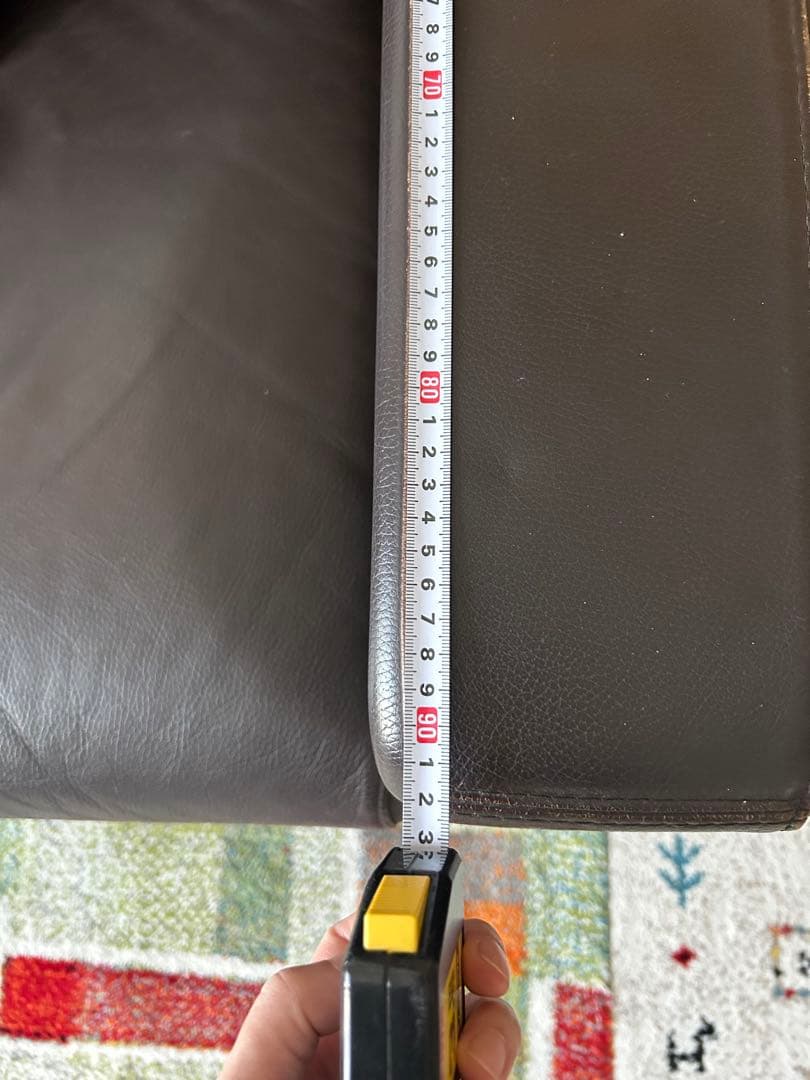 ダークブラウン 本革レザー L字型ソファ　カウチ