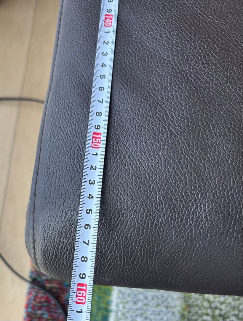 ダークブラウン 本革レザー L字型ソファ　カウチ