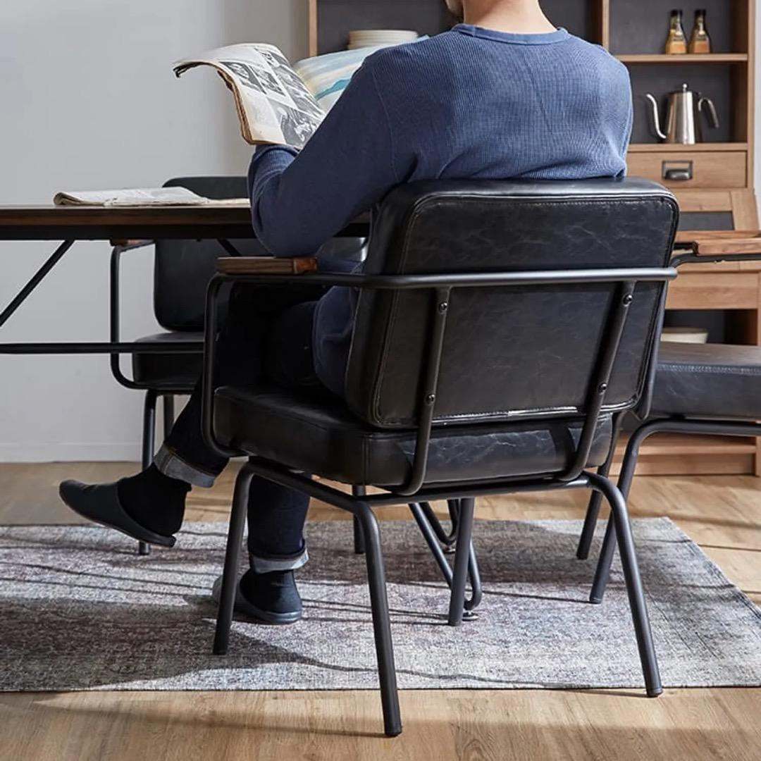 【1Pチェア2脚】4人用ヴィンテージ風ダイニングテーブルセット　1Pチェア2脚