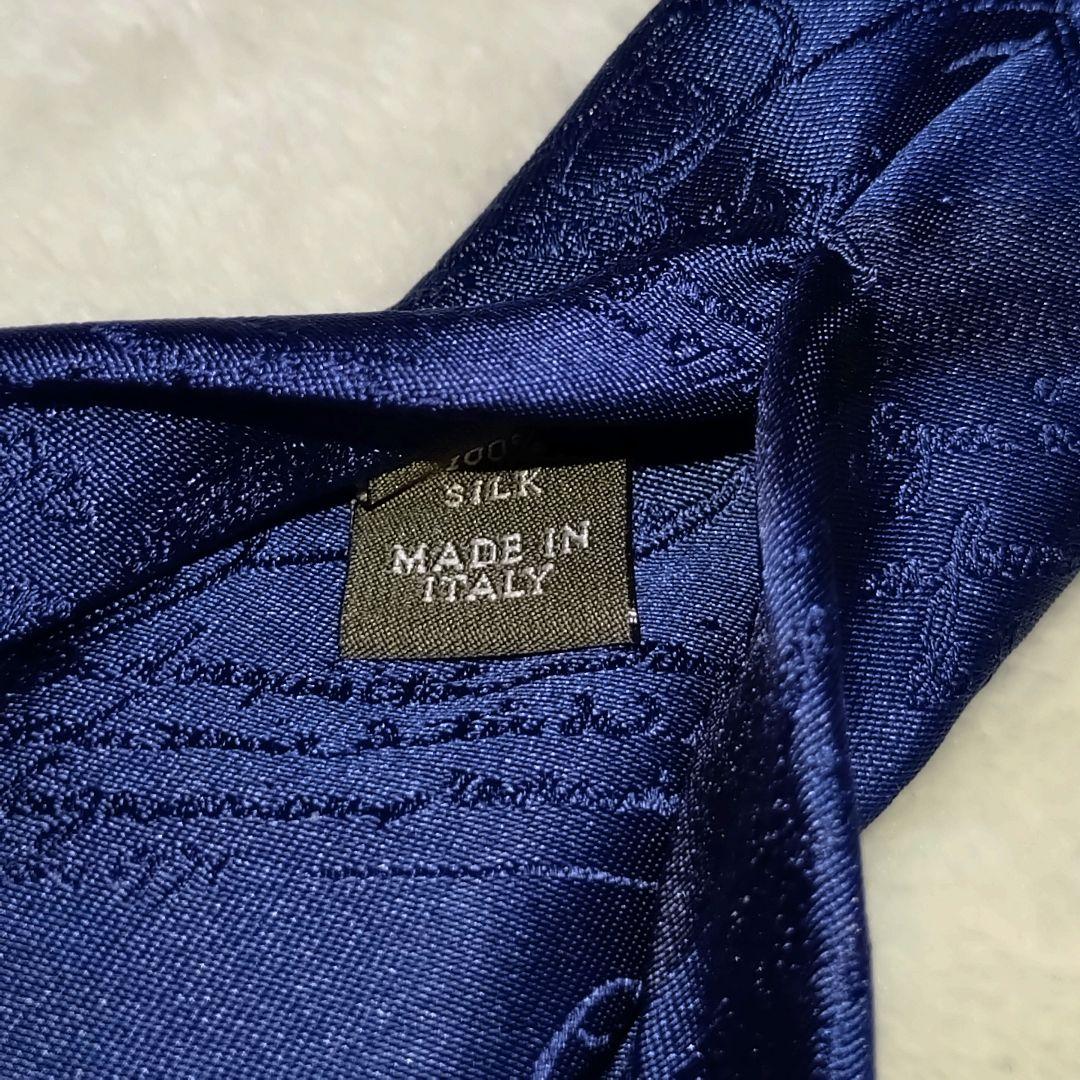 極美品■ベルルッティ　ネクタイ　カリグラフィー　ブルー系　Berluti