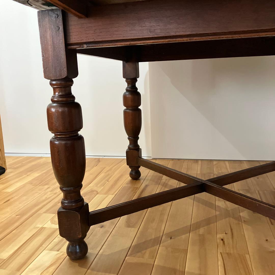 lG29！ ビンテージダイニングテーブル、ドローリーフテーブル伸長式