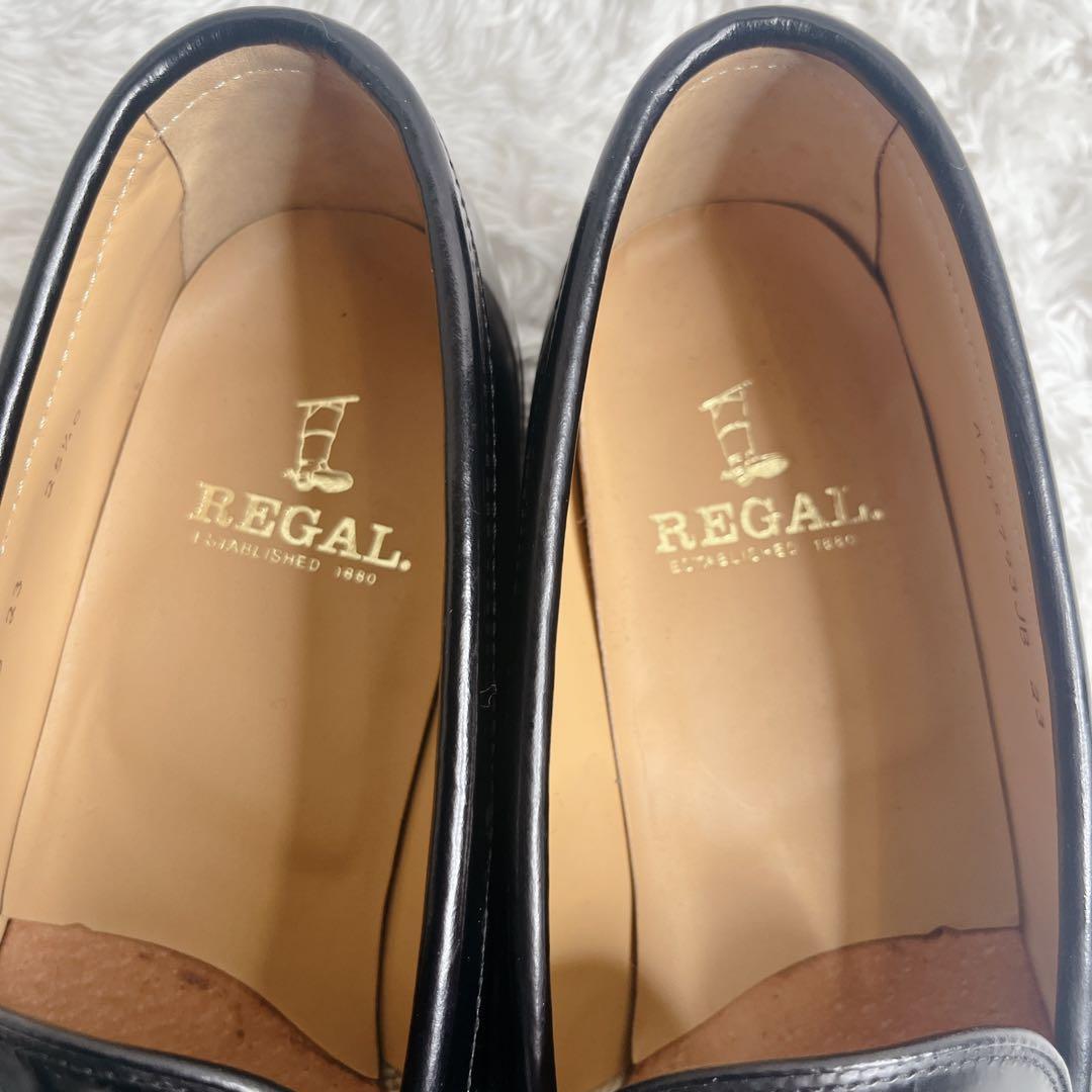 極美品 リーガル ローファー 革靴 本革 レザー ブラック REGAL 黒