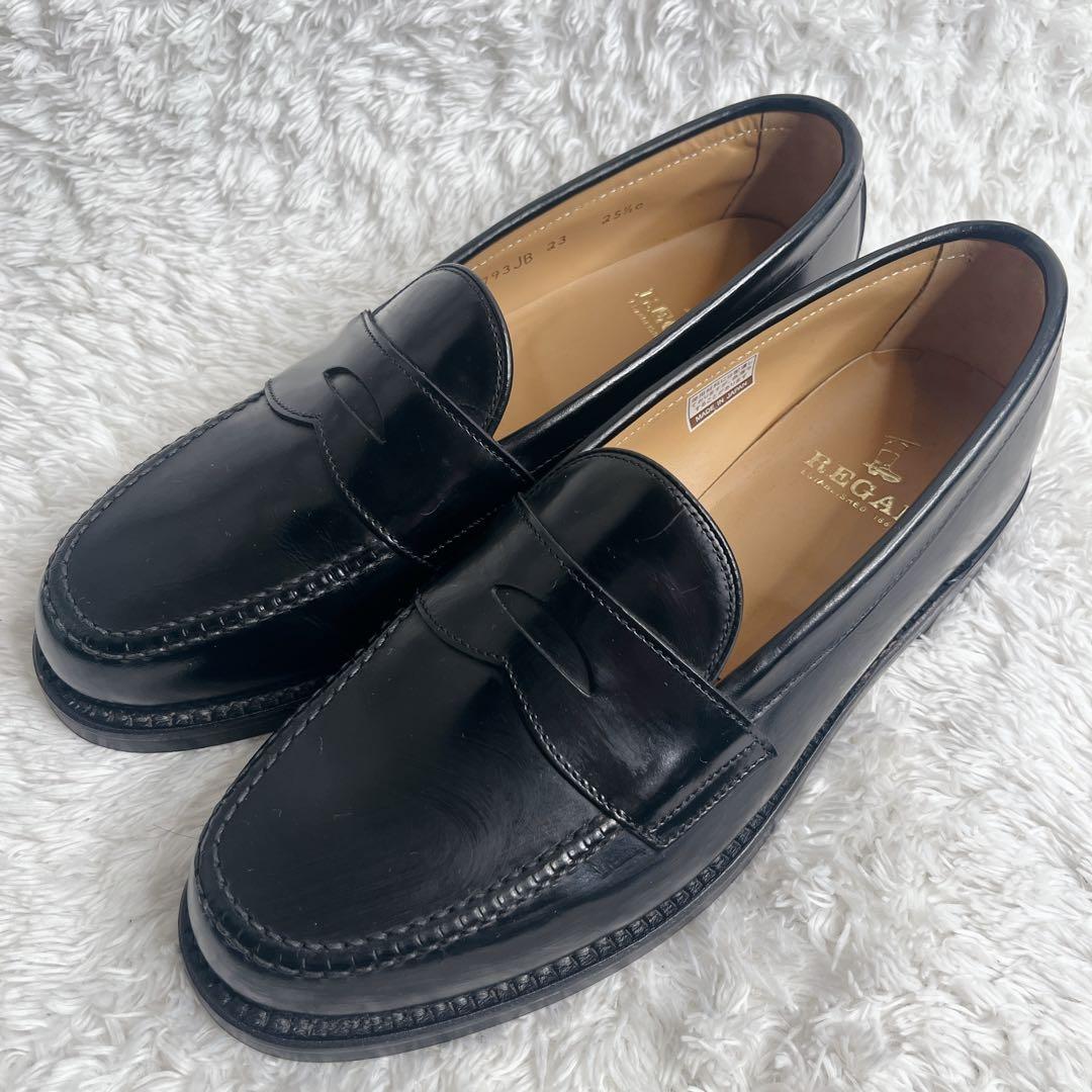 極美品 リーガル ローファー 革靴 本革 レザー ブラック REGAL 黒