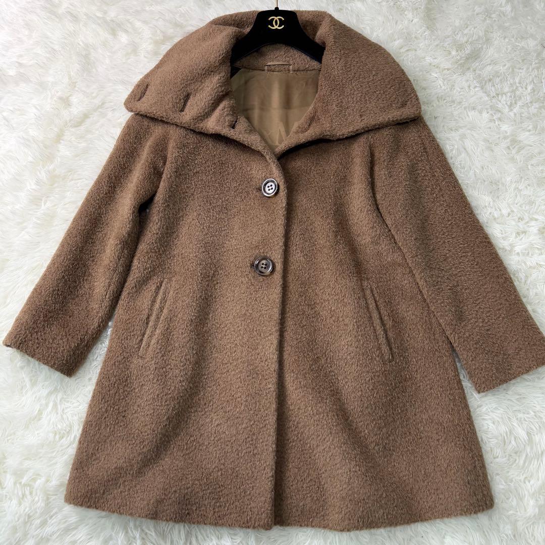 極美品✨マックスマーラ　コート　女優襟　アルパカ混　シャギー　キャメル　40