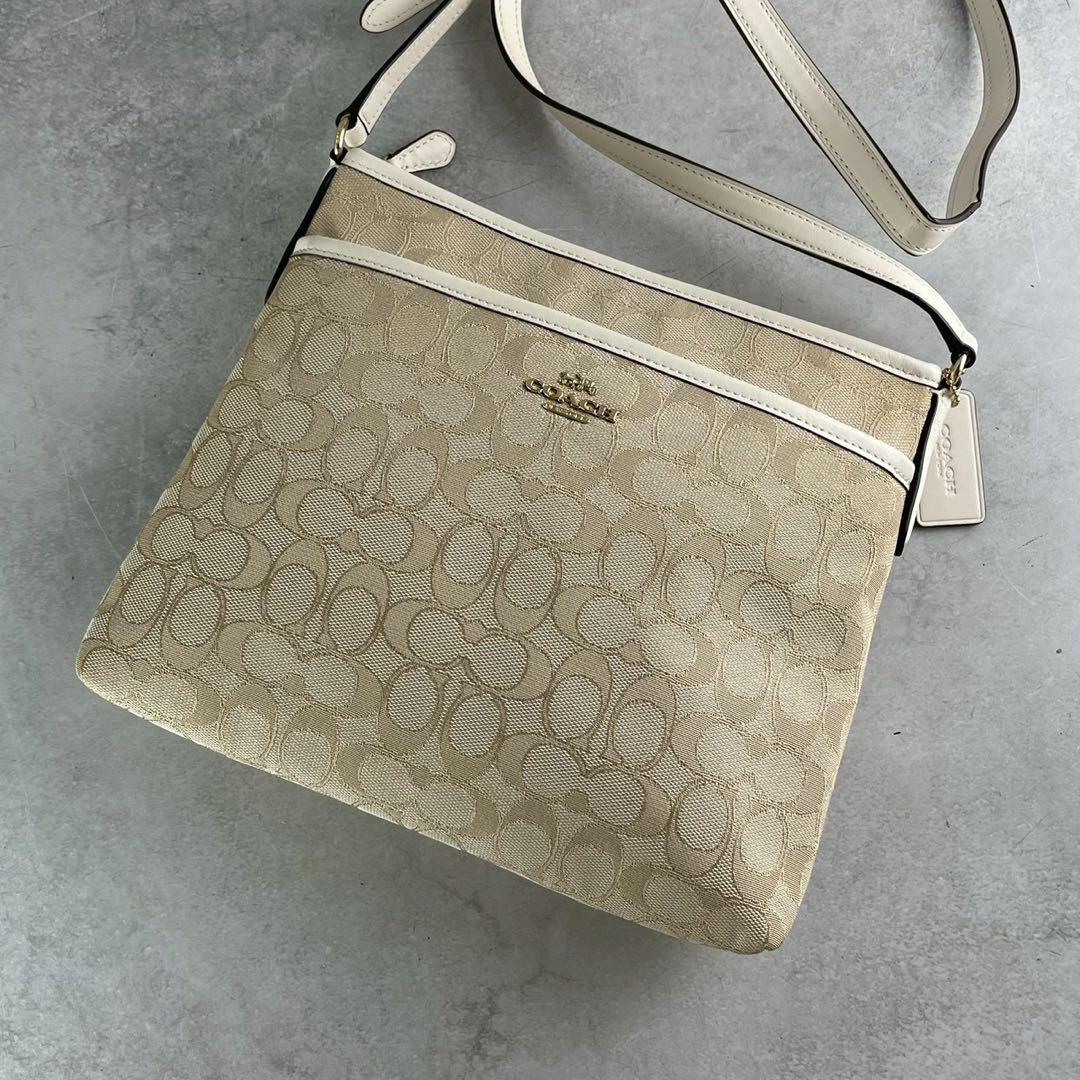 未使用級✨コーチ ショルダーバッグ キャンバス×レザー シグネチャー 斜め掛け