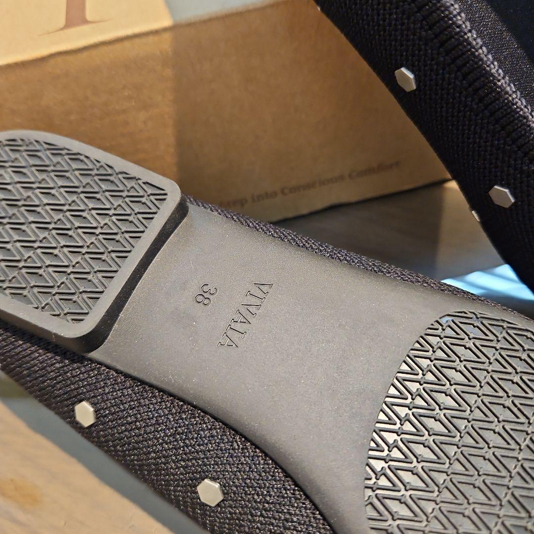 VIVAlA ドット柄 ブラックバレリーナ フラットシューズ 38