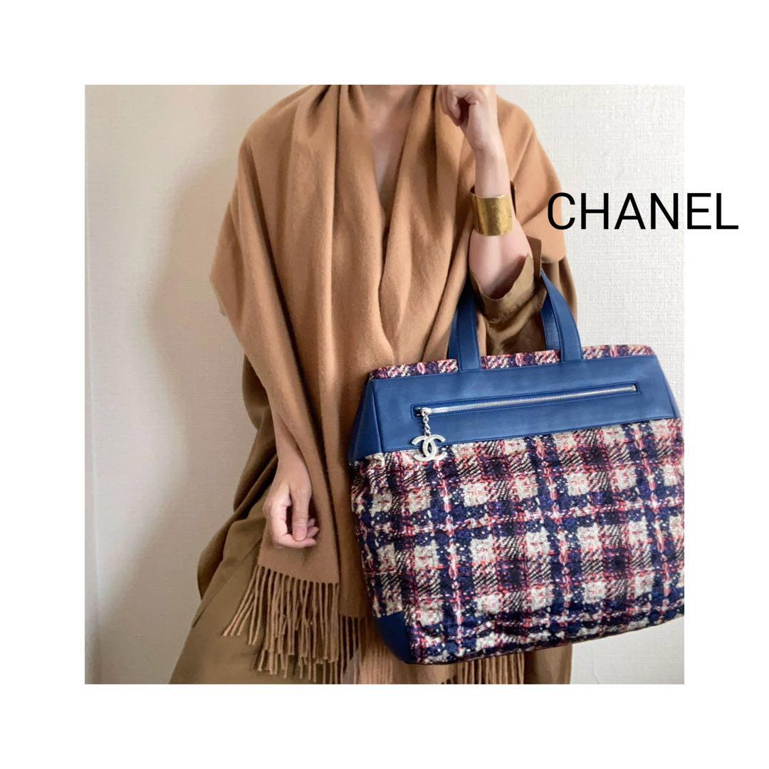 yoshi 様♡CHANEL ツイード　ナイロン　トートバッグ