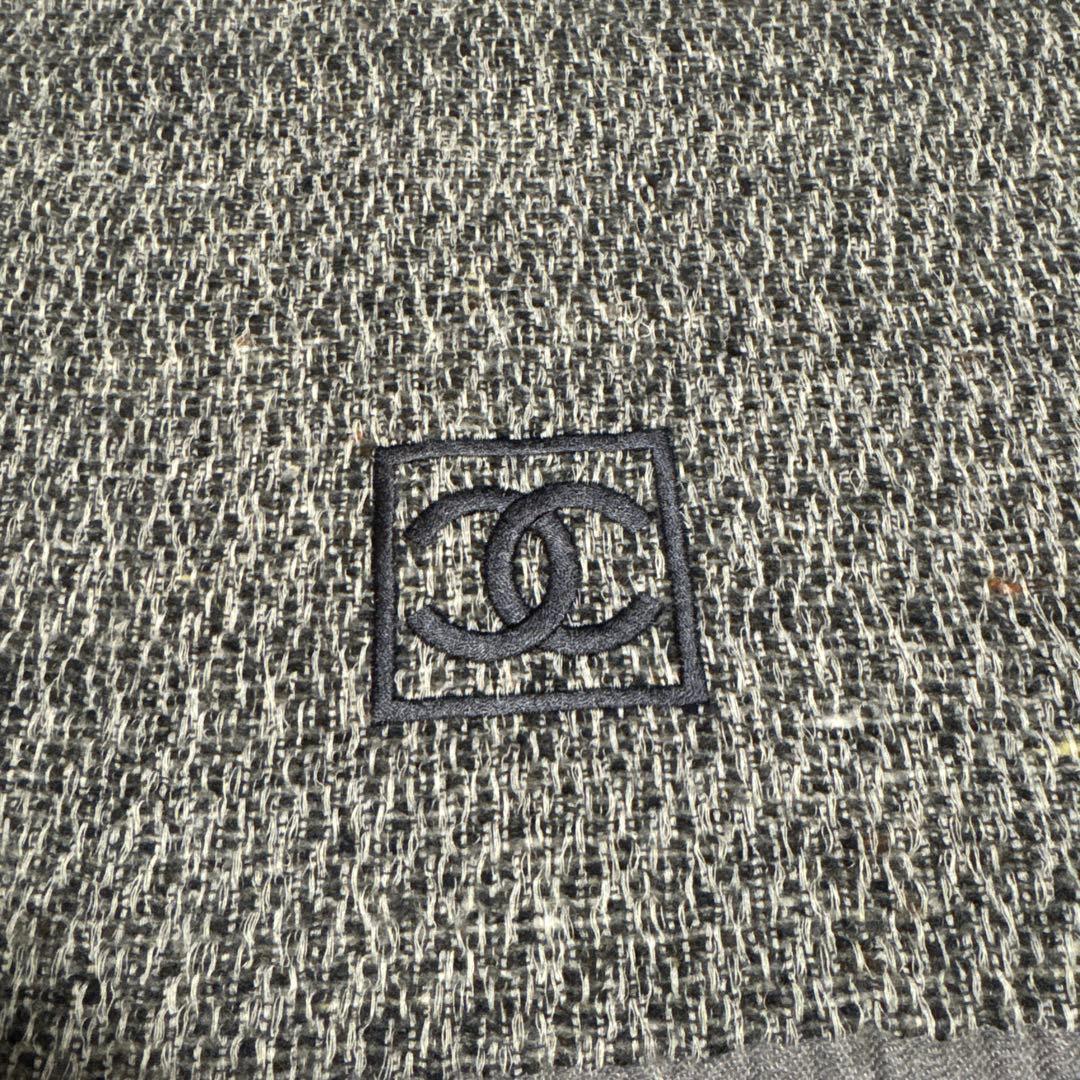 CHANEL グレー マフラー CCロゴ