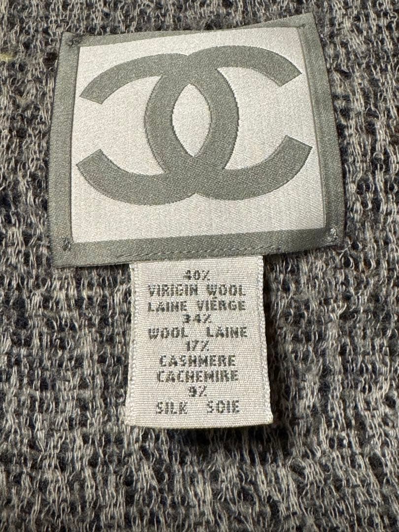 CHANEL グレー マフラー CCロゴ