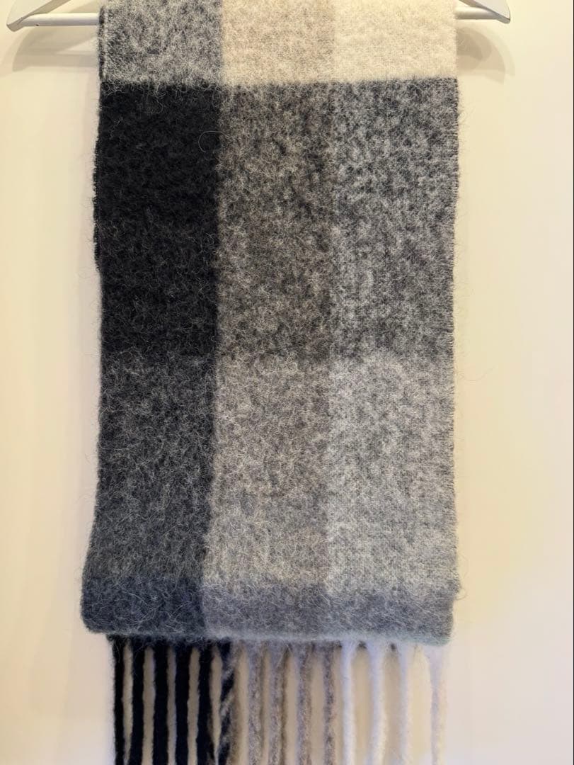 美品✨AcneStudiosアクネストゥディオズ ウールチェックマフラーブラック