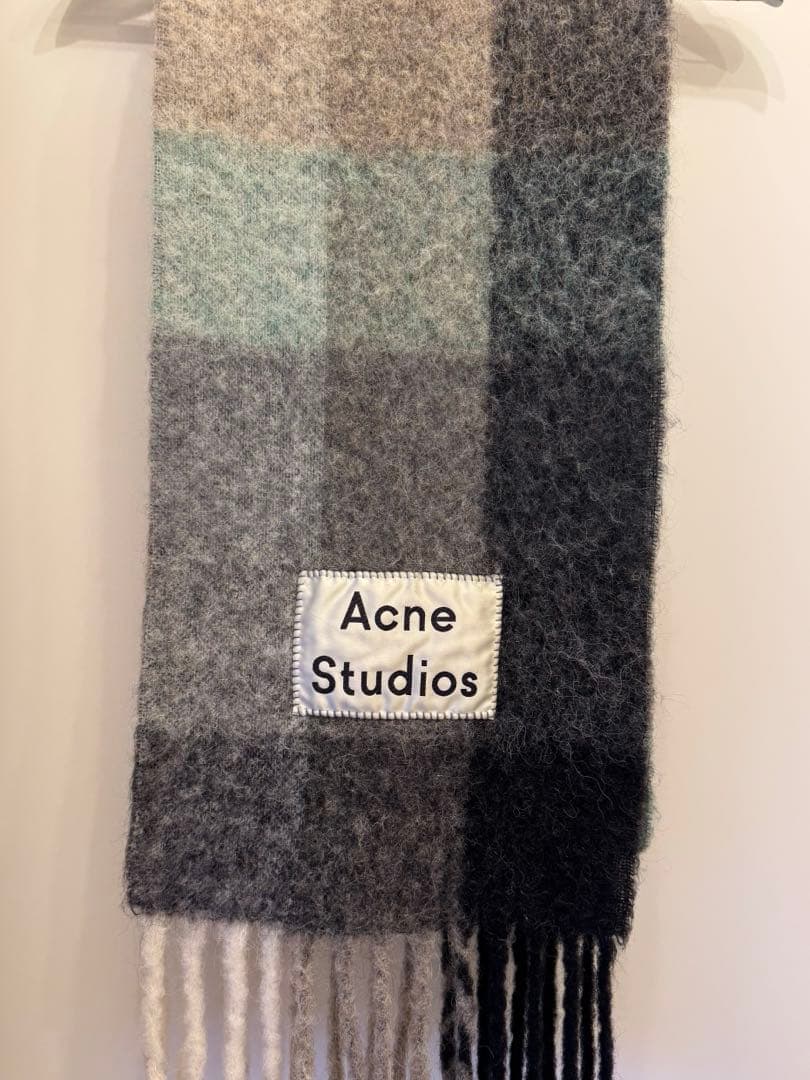美品✨AcneStudiosアクネストゥディオズ ウールチェックマフラーブラック