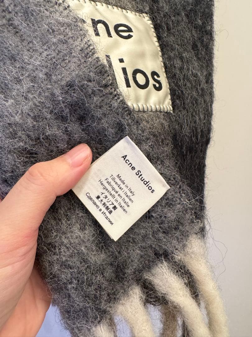 美品✨AcneStudiosアクネストゥディオズ ウールチェックマフラーブラック
