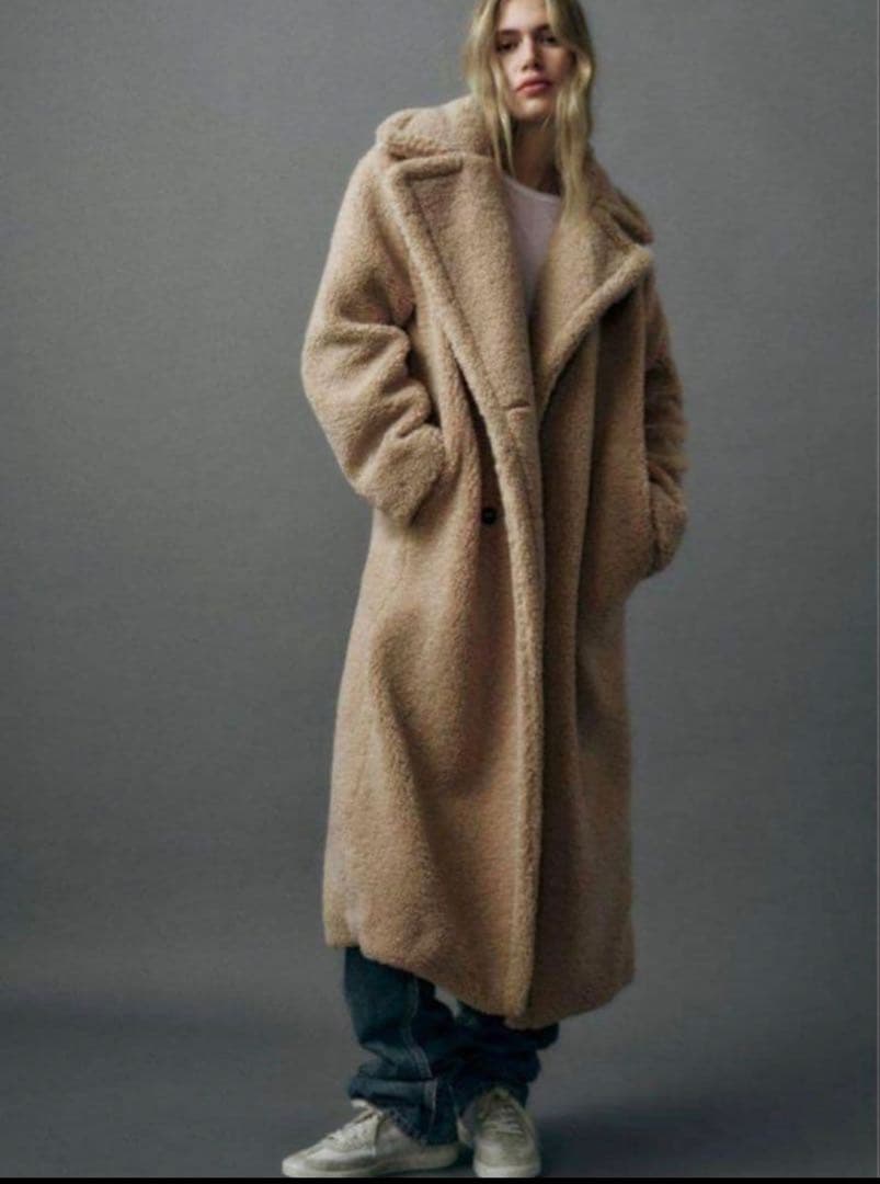 【期間限定お値下げ】完売品ZARAロング フェイクボアコートテディベアコート L