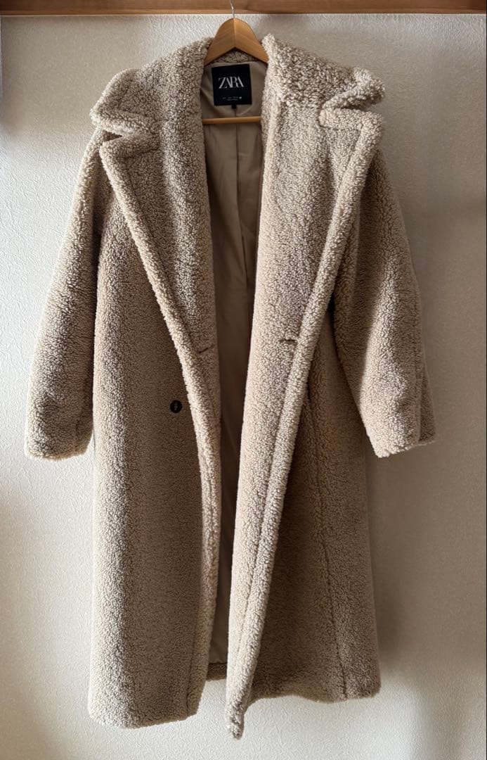 【期間限定お値下げ】完売品ZARAロング フェイクボアコートテディベアコート L