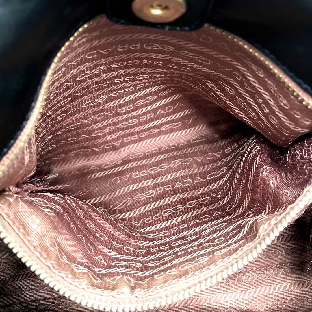 ✨美品✨プラダ トートバッグ メタルロゴ ゴールド金具 リボン テスートナイロン