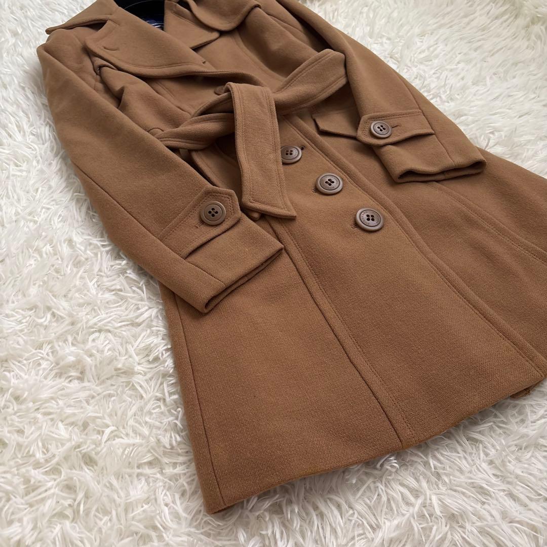 バーバリーブルーレーベル　コート　ベルト　ロゴボタン　ベージュ　三陽商会