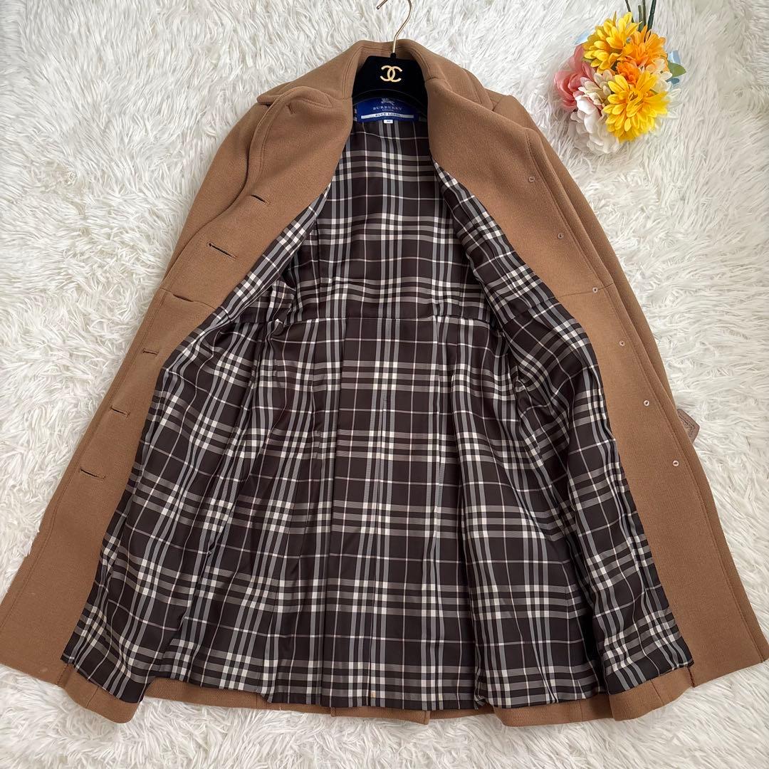バーバリーブルーレーベル　コート　ベルト　ロゴボタン　ベージュ　三陽商会