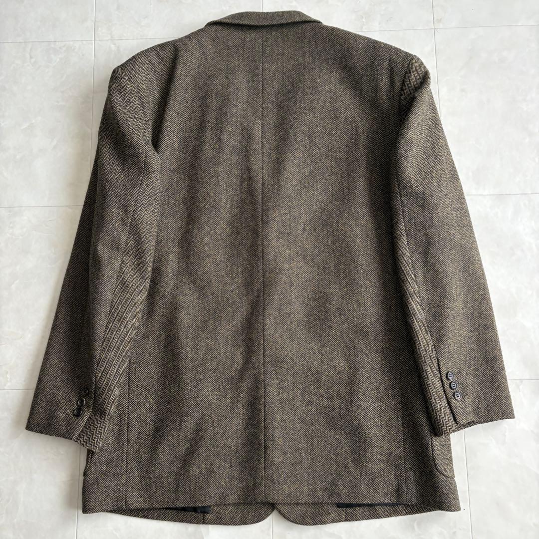 美品✨ Papas ヘリンボーンツイードJK 茶 L MOON生地 ウール100
