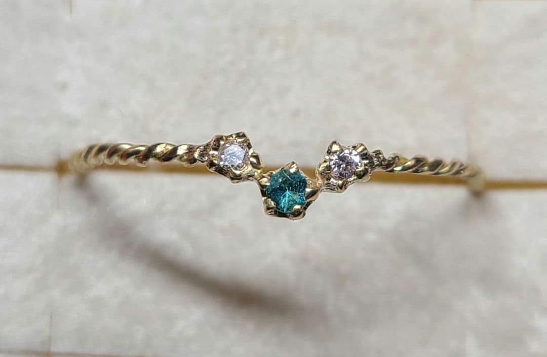 ミラノお星さま★バターリャパライバトルマリン&ピンクダイヤモンド18金★