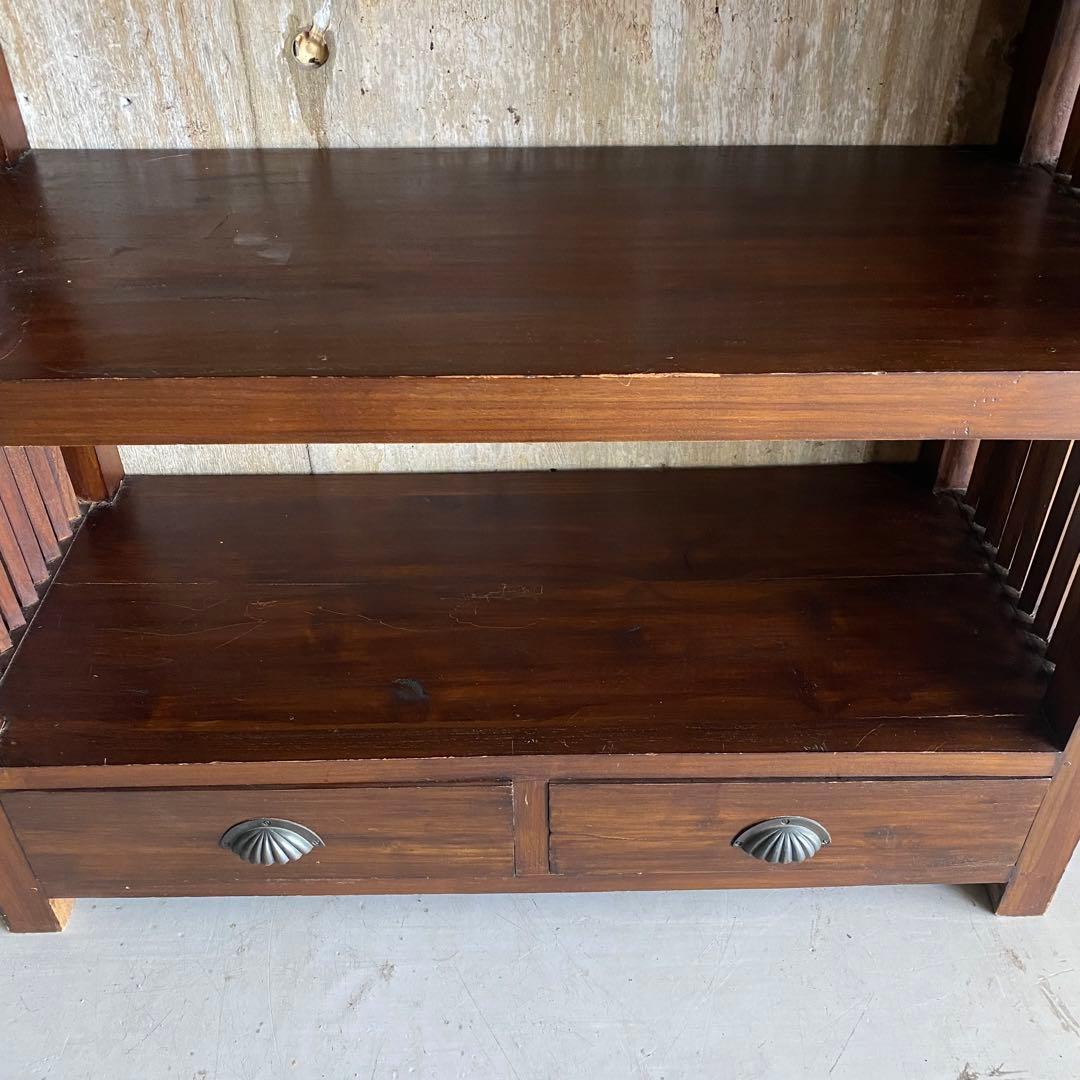 オープンシェルフ　オープンラック　木製　ヴィンテージ アジアン家具