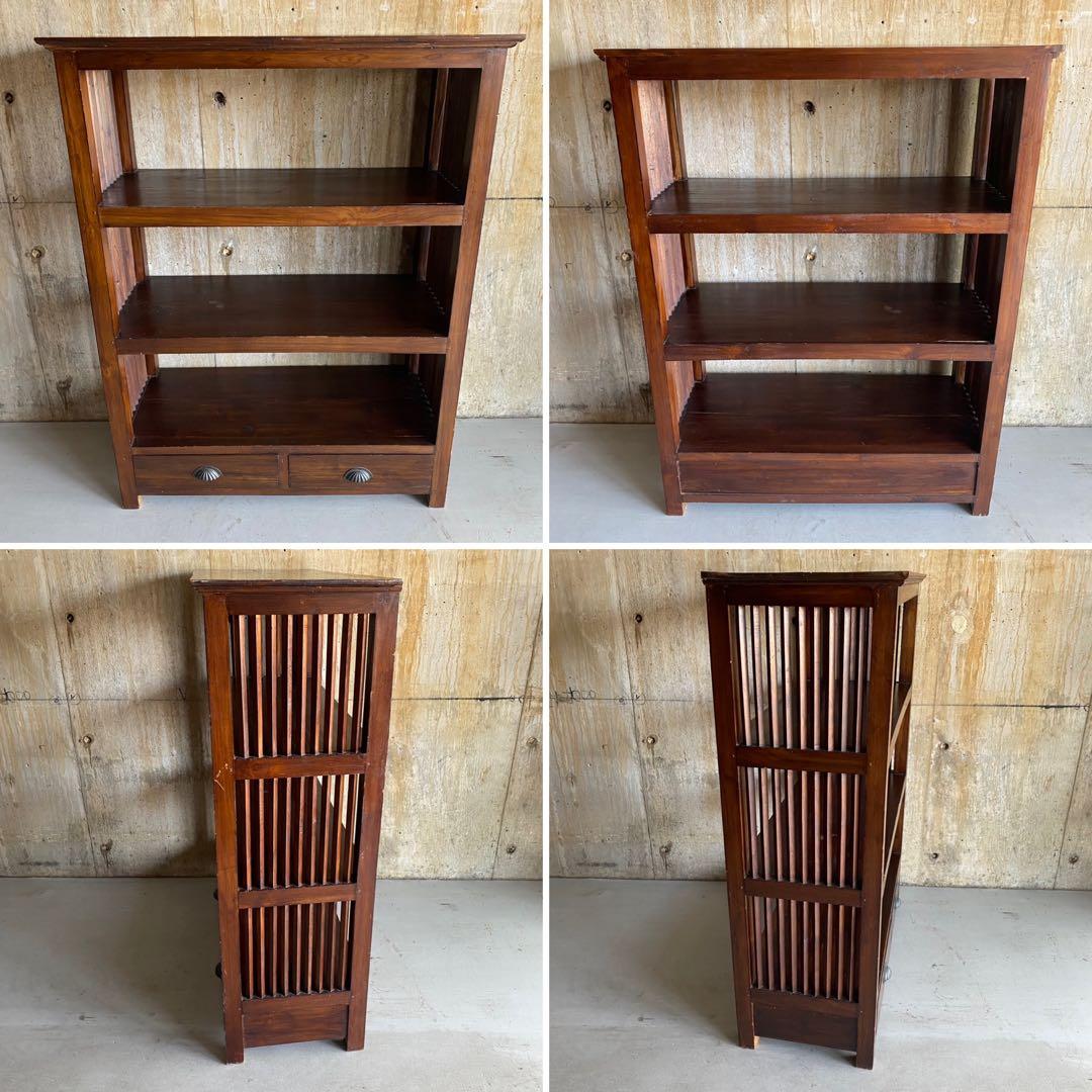 オープンシェルフ　オープンラック　木製　ヴィンテージ アジアン家具