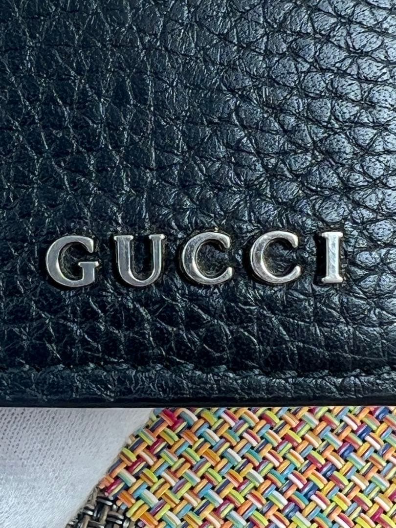 ✨極美品✨GUCCI グッチ　ロゴ　６連キーケース　キーリング　レザー　ブラック