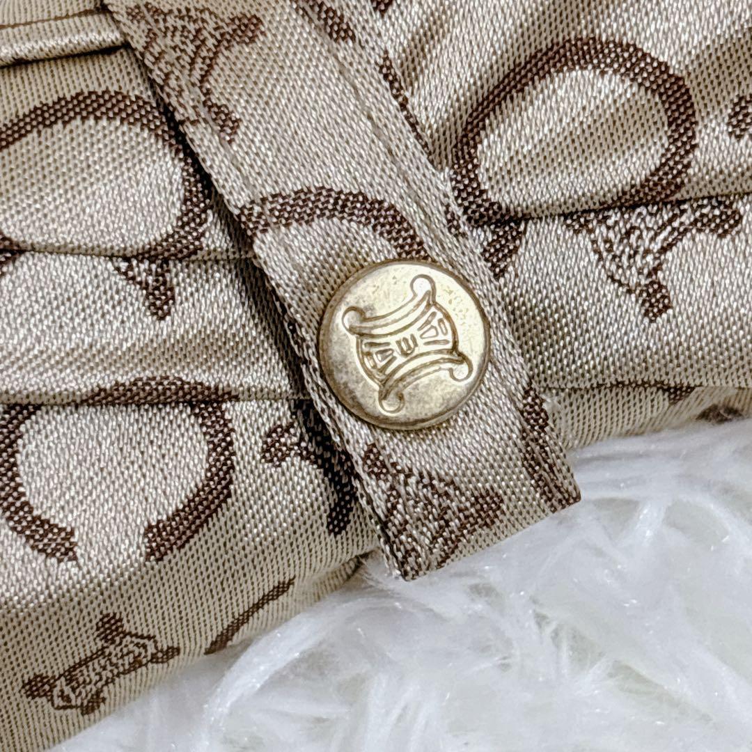 【良品】セリーヌ　長傘　トリオンフ　Cマカダム　総柄　ベージュ　90cm