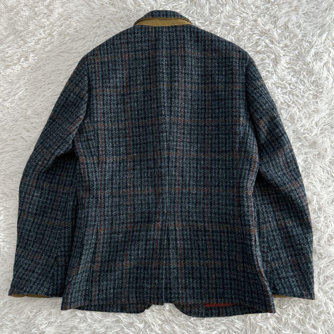 美品✨ 100周年 ハリスツイード テーラードジャケット くるみ 牛革 チェック