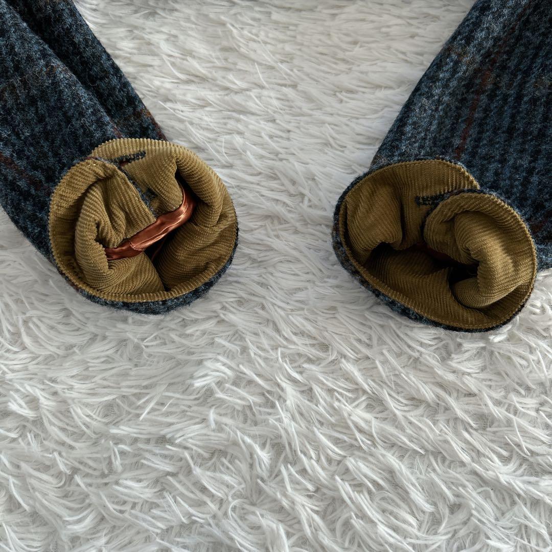 美品✨ 100周年 ハリスツイード テーラードジャケット くるみ 牛革 チェック