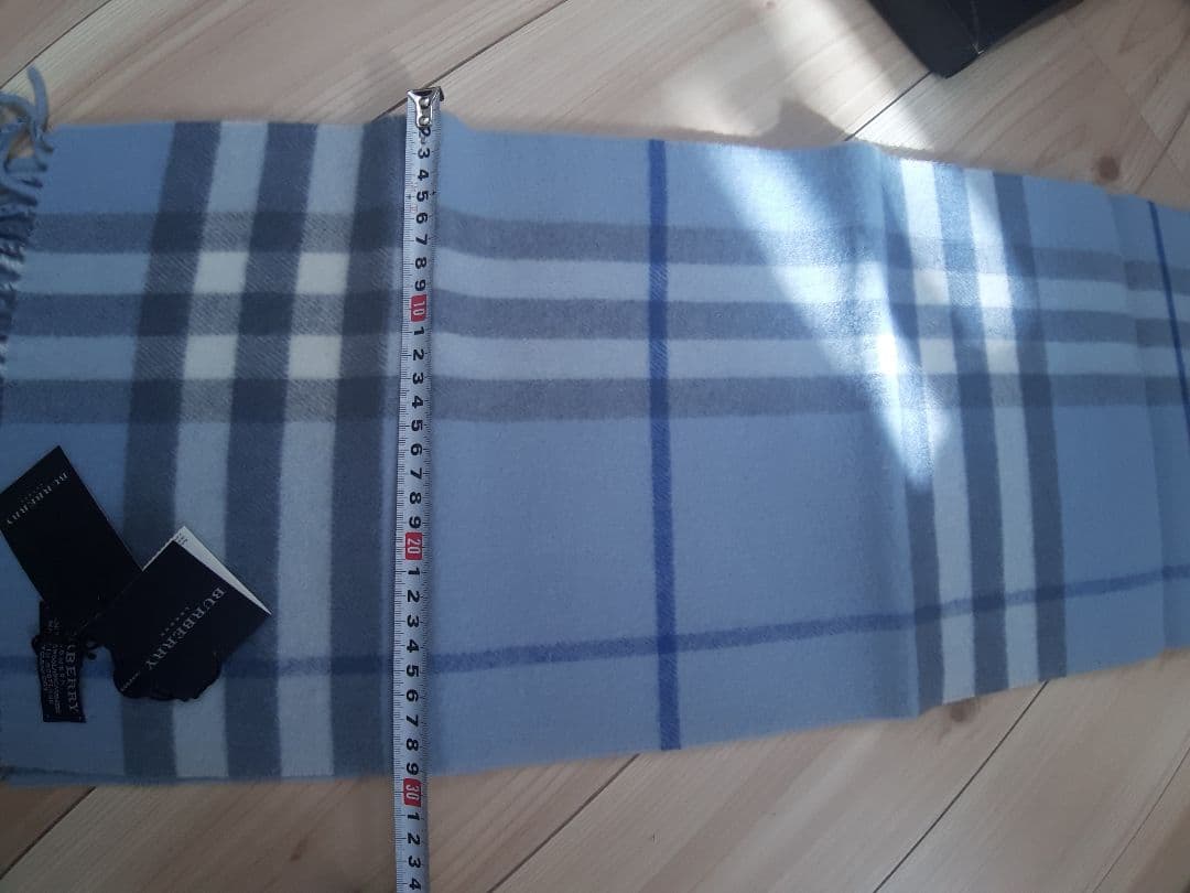 新品タグ付！正規品BURBERRYLONDON★水色ジャイアントチェックマフラー