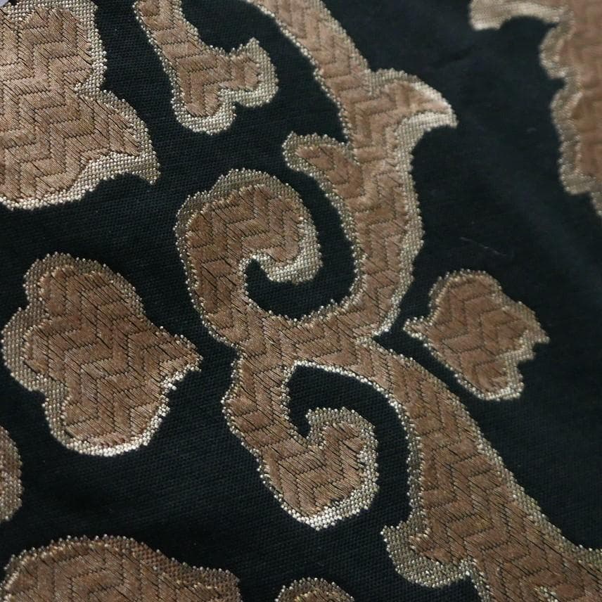 黒色 金糸☆六通 袋帯☆正絹☆更紗花唐草文☆金襴☆西陣織