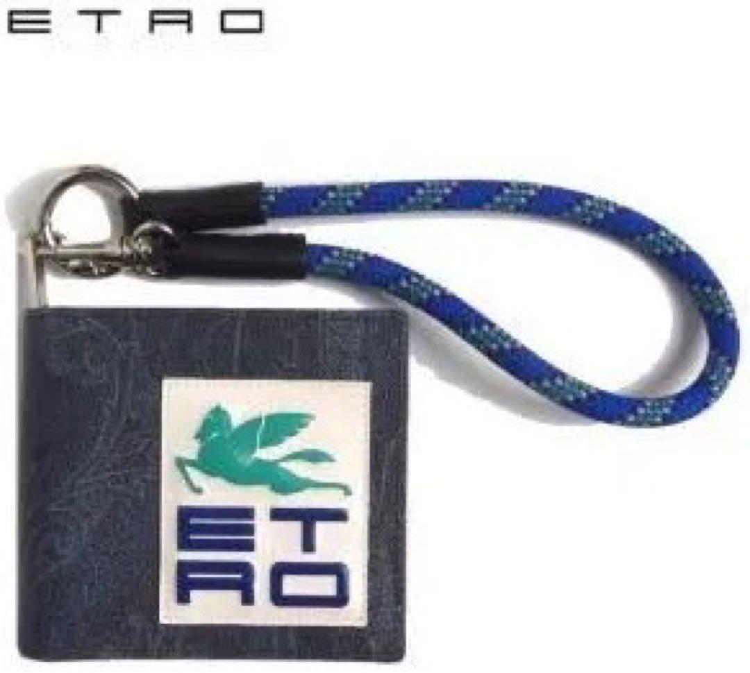 年*球様 ETRO メンズ　二つ折り財布　ストラップ付