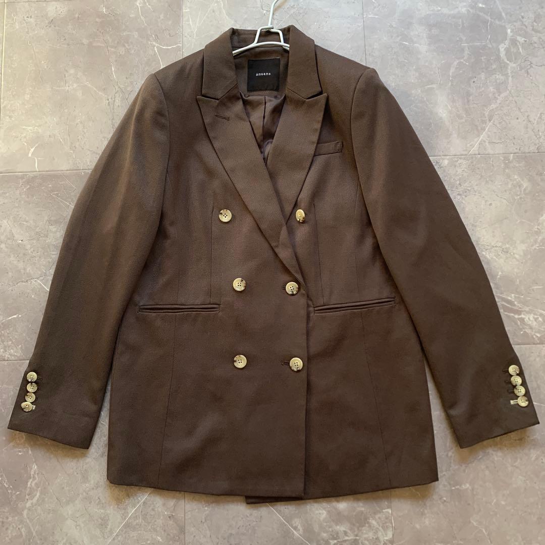 【美品】　anuans アニュアンス　ツイルダブルジャケット ブラウン