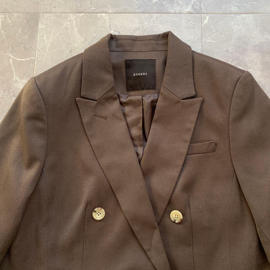 【美品】　anuans アニュアンス　ツイルダブルジャケット ブラウン
