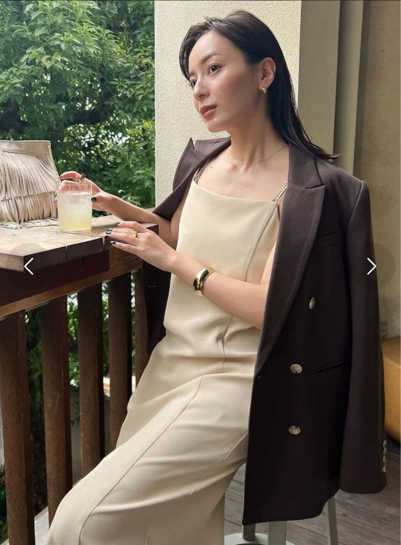 【美品】　anuans アニュアンス　ツイルダブルジャケット ブラウン