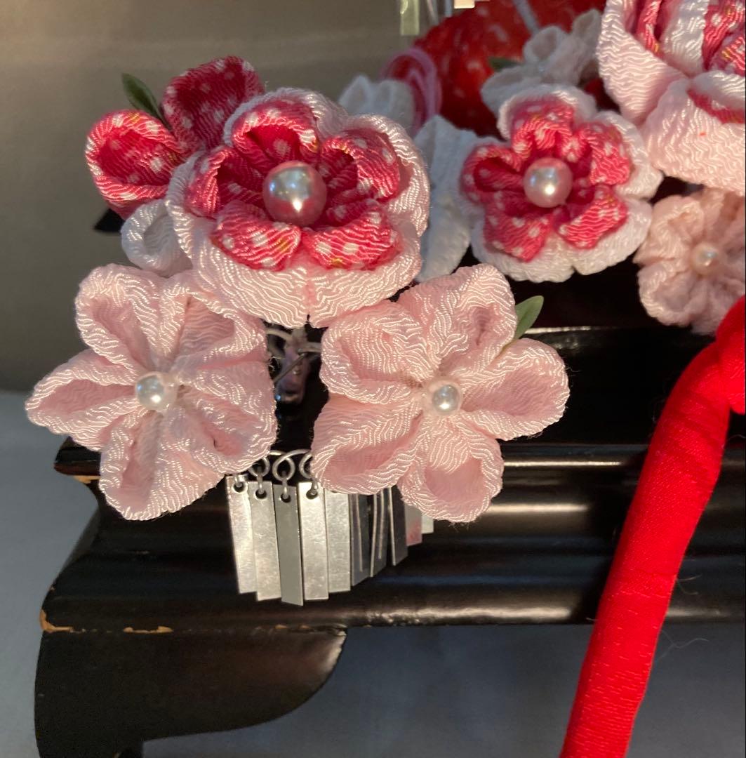 専用　小さめさん対応　勝山簪　花簪ビラ簪　平打ち簪　Uピン簪　画像1鹿の子セット