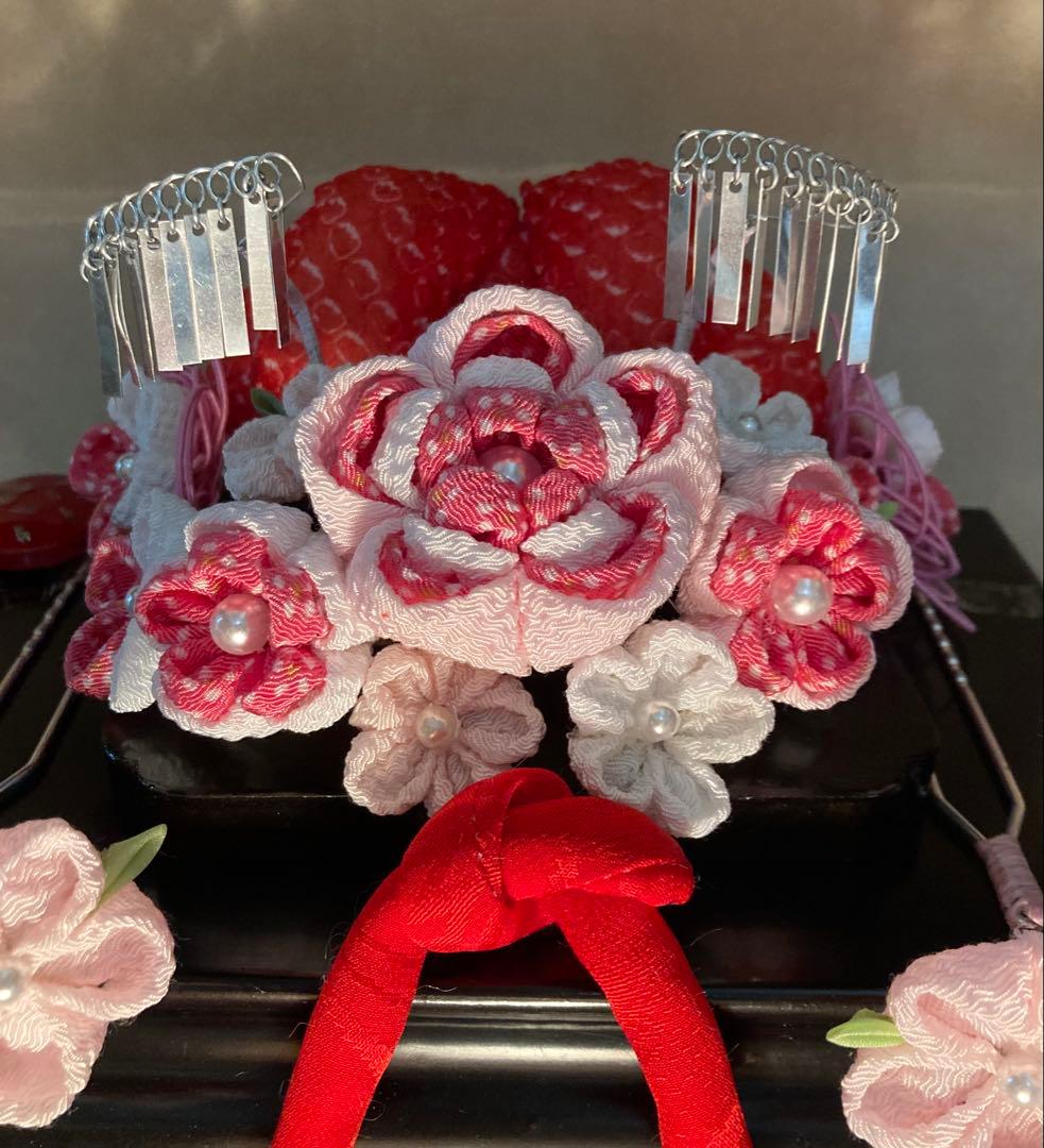 専用　小さめさん対応　勝山簪　花簪ビラ簪　平打ち簪　Uピン簪　画像1鹿の子セット