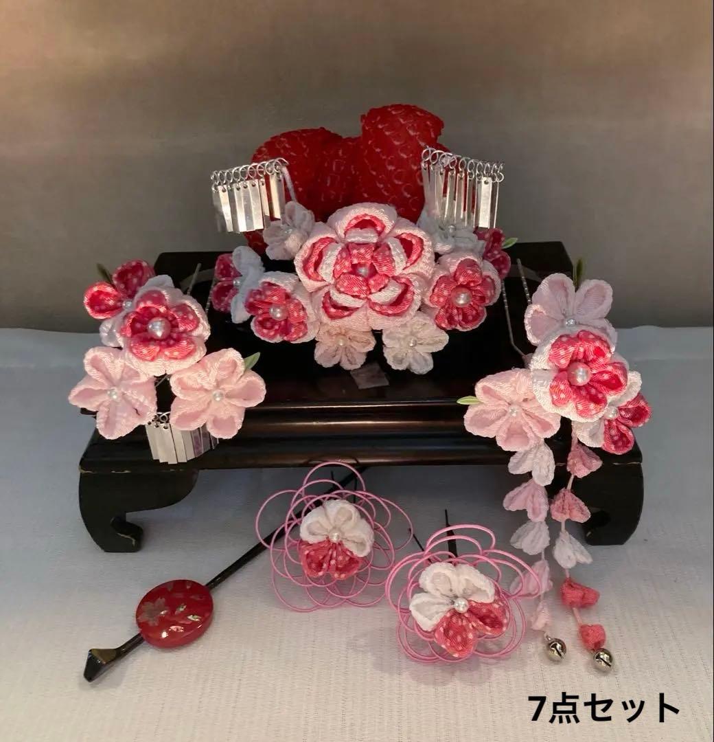 専用　小さめさん対応　勝山簪　花簪ビラ簪　平打ち簪　Uピン簪　画像1鹿の子セット