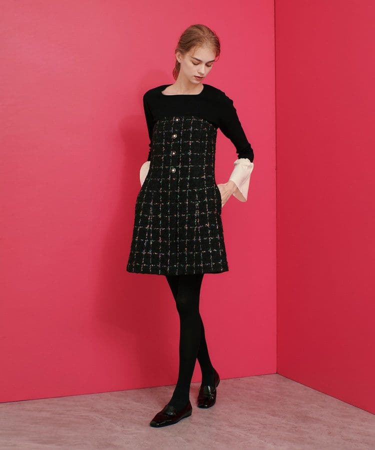 24AW CAMPOREラメツイードベアワンピース