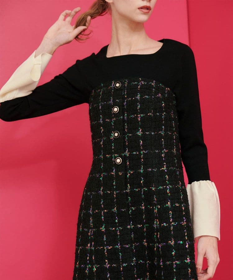 24AW CAMPOREラメツイードベアワンピース