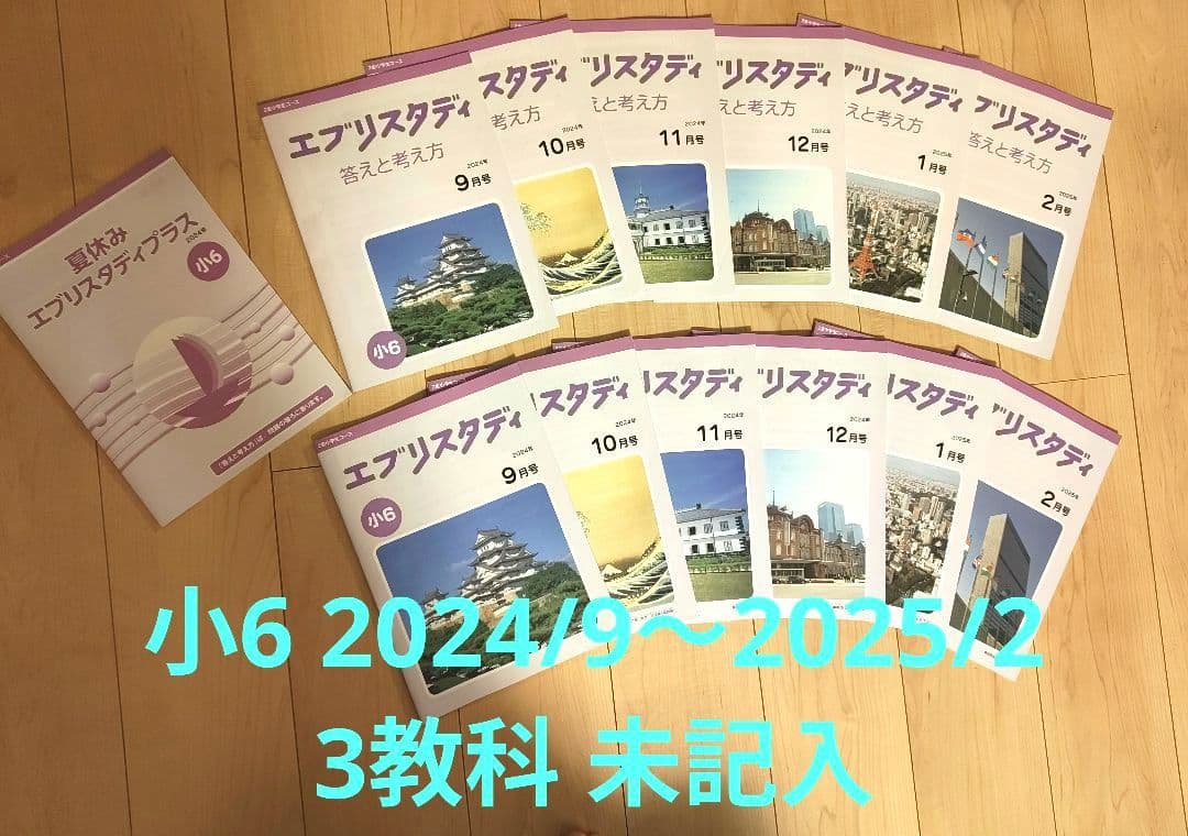 【未記入】z会　エブリスタディ　小6　9月〜2月　6ヶ月分　国語　算数　理科