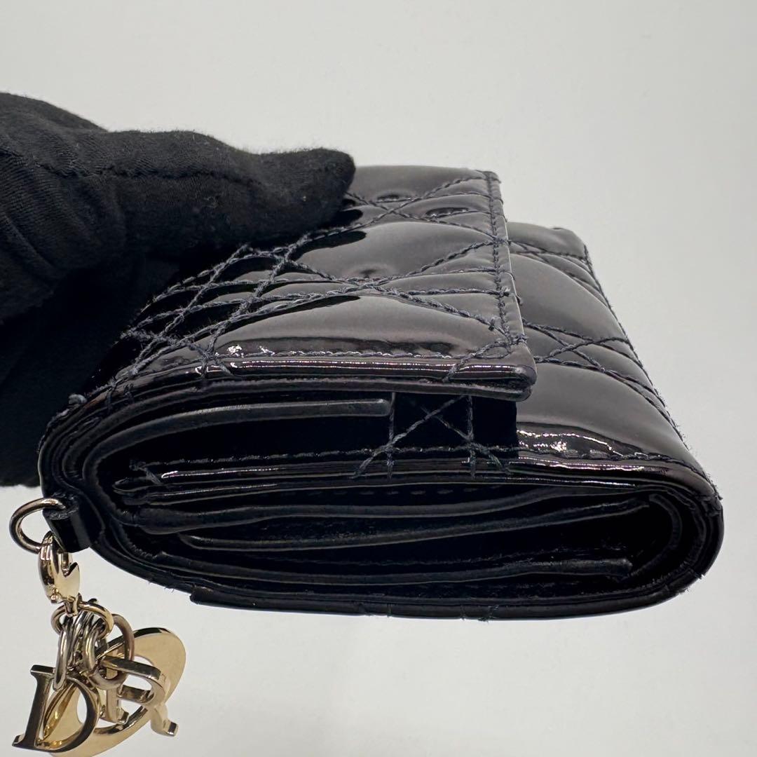 DIOR☆レディ ディオール☆エナメル☆ロータスウォレット☆カナージュ☆財