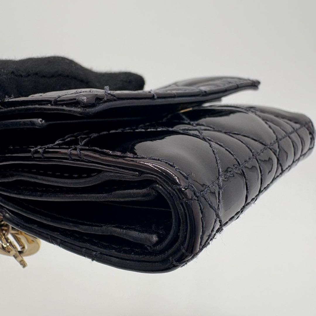 DIOR☆レディ ディオール☆エナメル☆ロータスウォレット☆カナージュ☆財