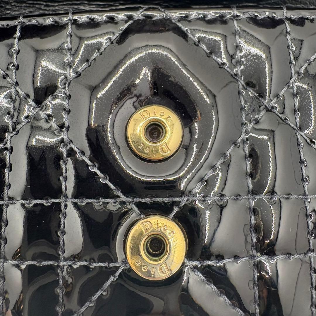 DIOR☆レディ ディオール☆エナメル☆ロータスウォレット☆カナージュ☆財