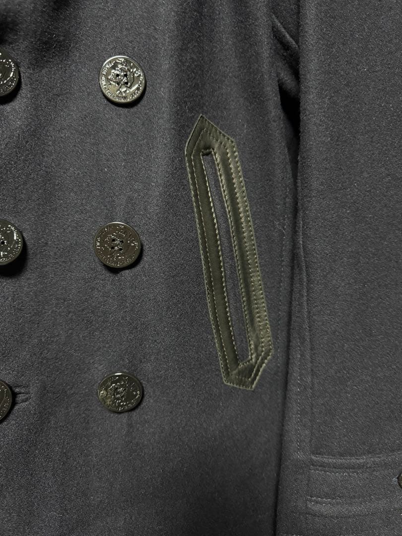 DIESEL メルトン生地ウールピーコート　ネイビー