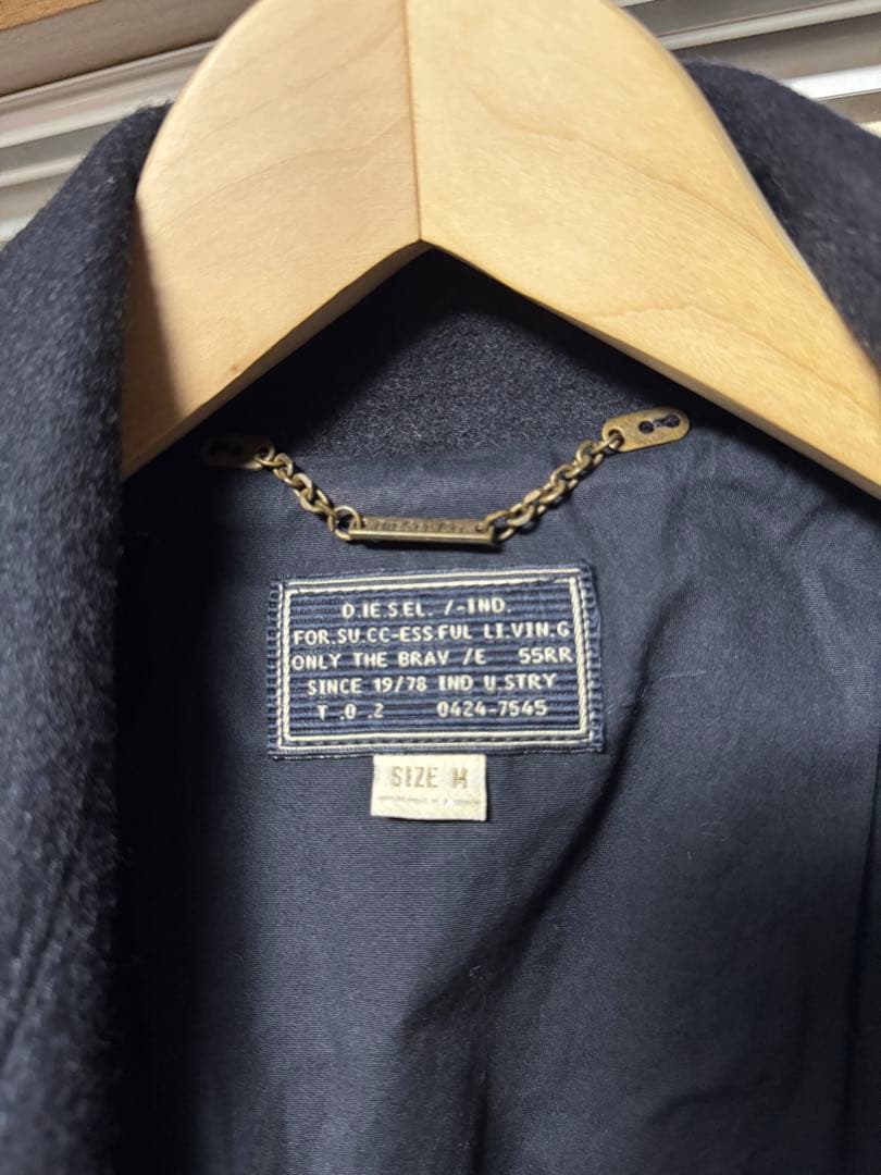 DIESEL メルトン生地ウールピーコート　ネイビー
